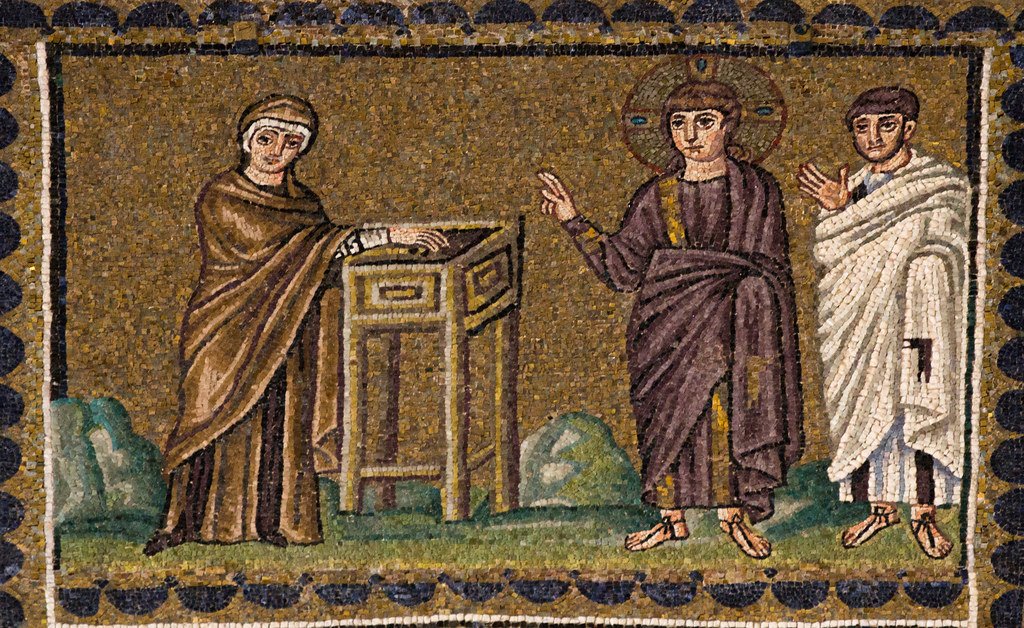 Mosaic from the 6th-century church of Sant'Apollinare Nuovo in Ravenna.