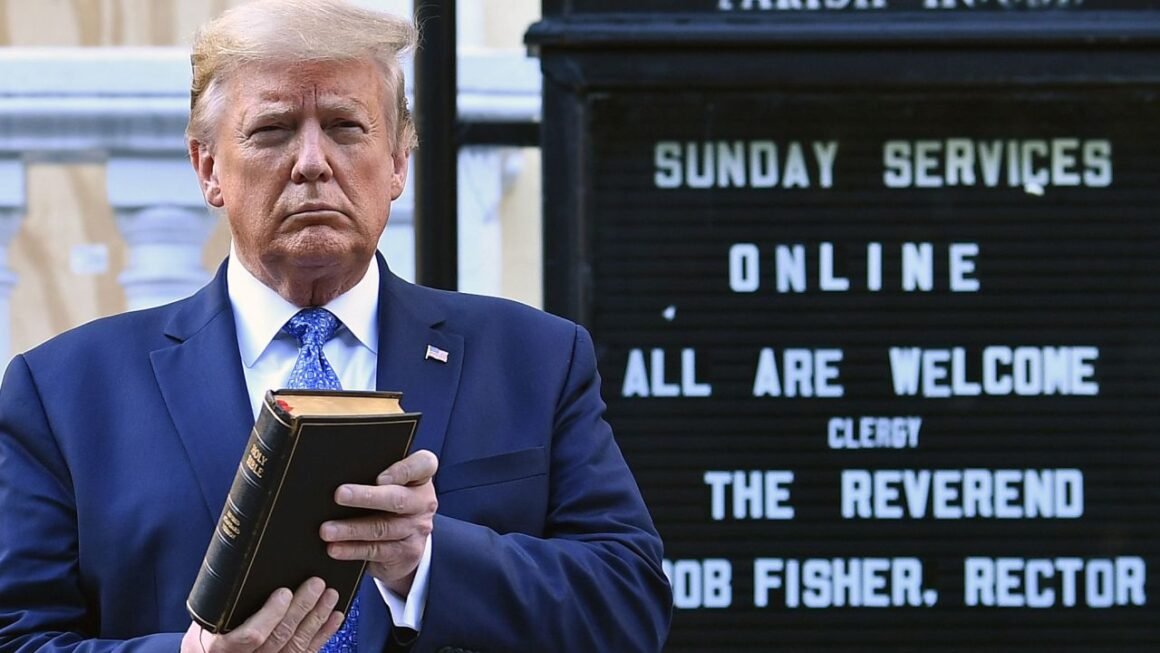 Trump act like a bible sales man