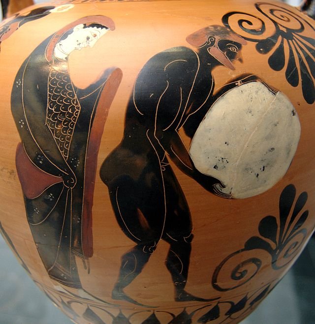 Sisyphus rolling a rock for eternity