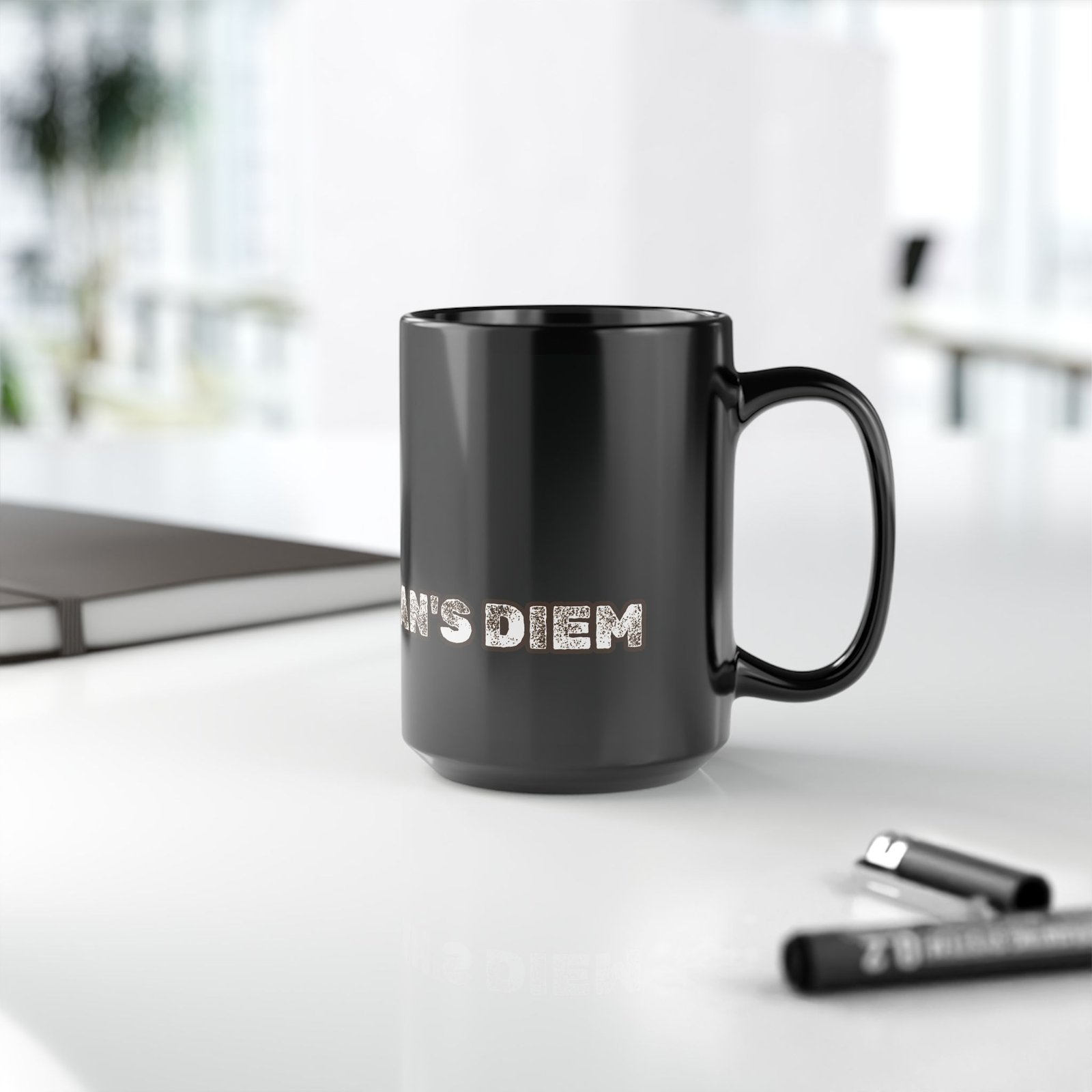 "Christ-Coffee-Carpe Satan's Diem" Coffee Mug - 15oz Black Ceramic - Drunk Pastor - Image 2