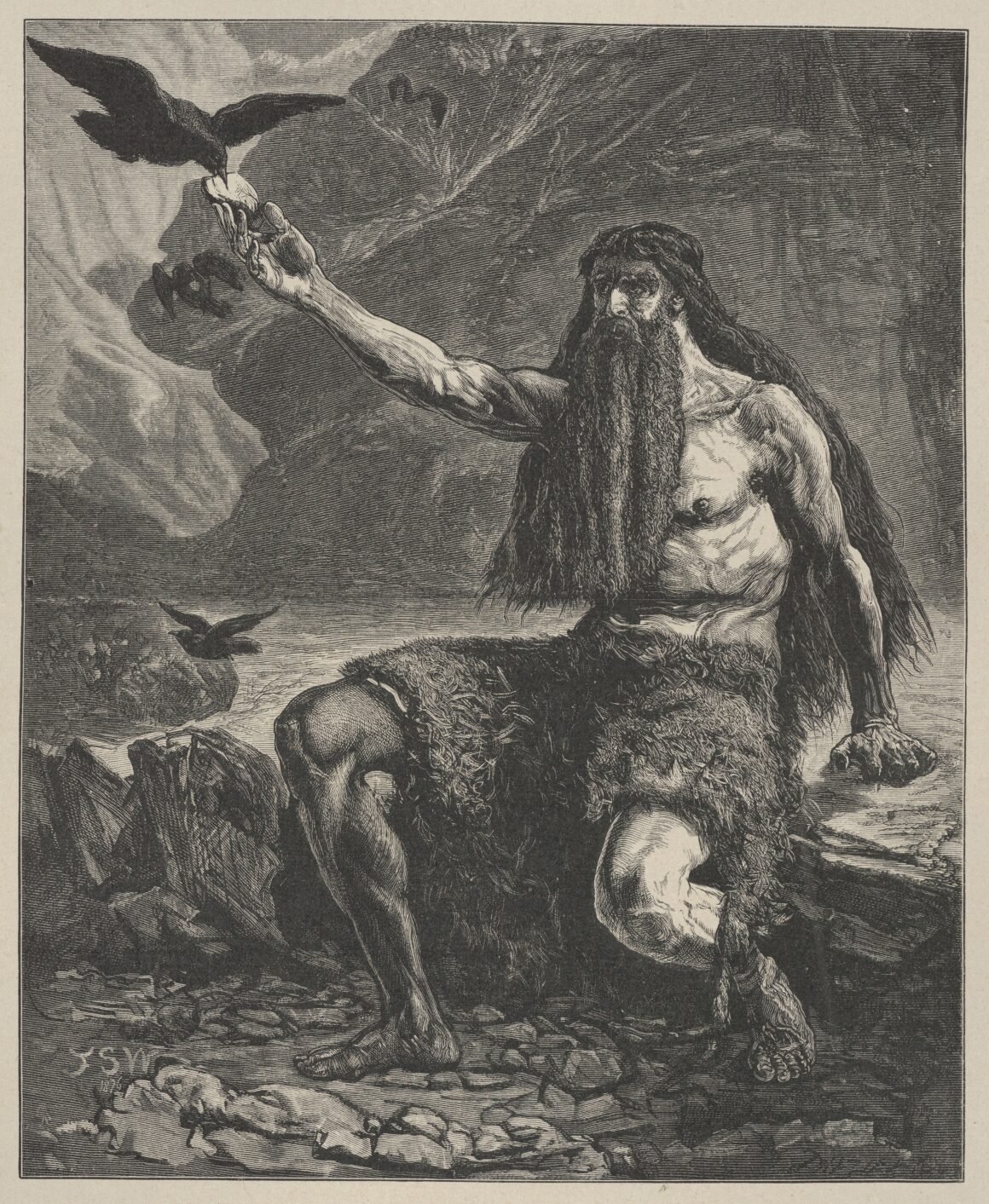 Elijah being fed by ravens