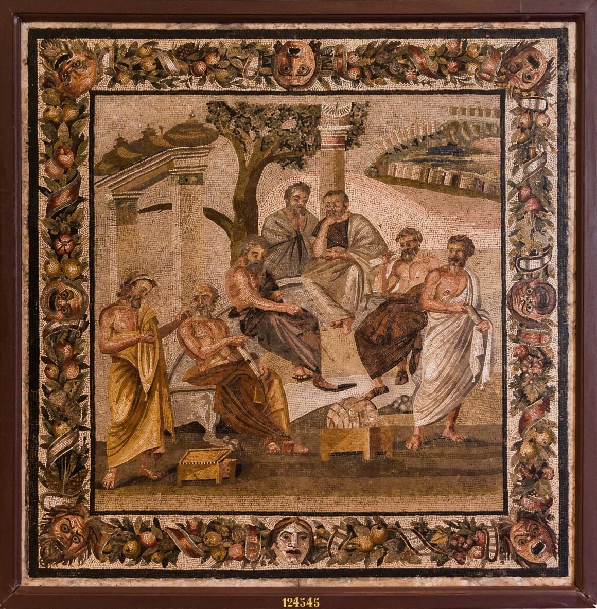 Plato's Academy mosaic in the villa of T. Siminius Stephanus in Pompeii